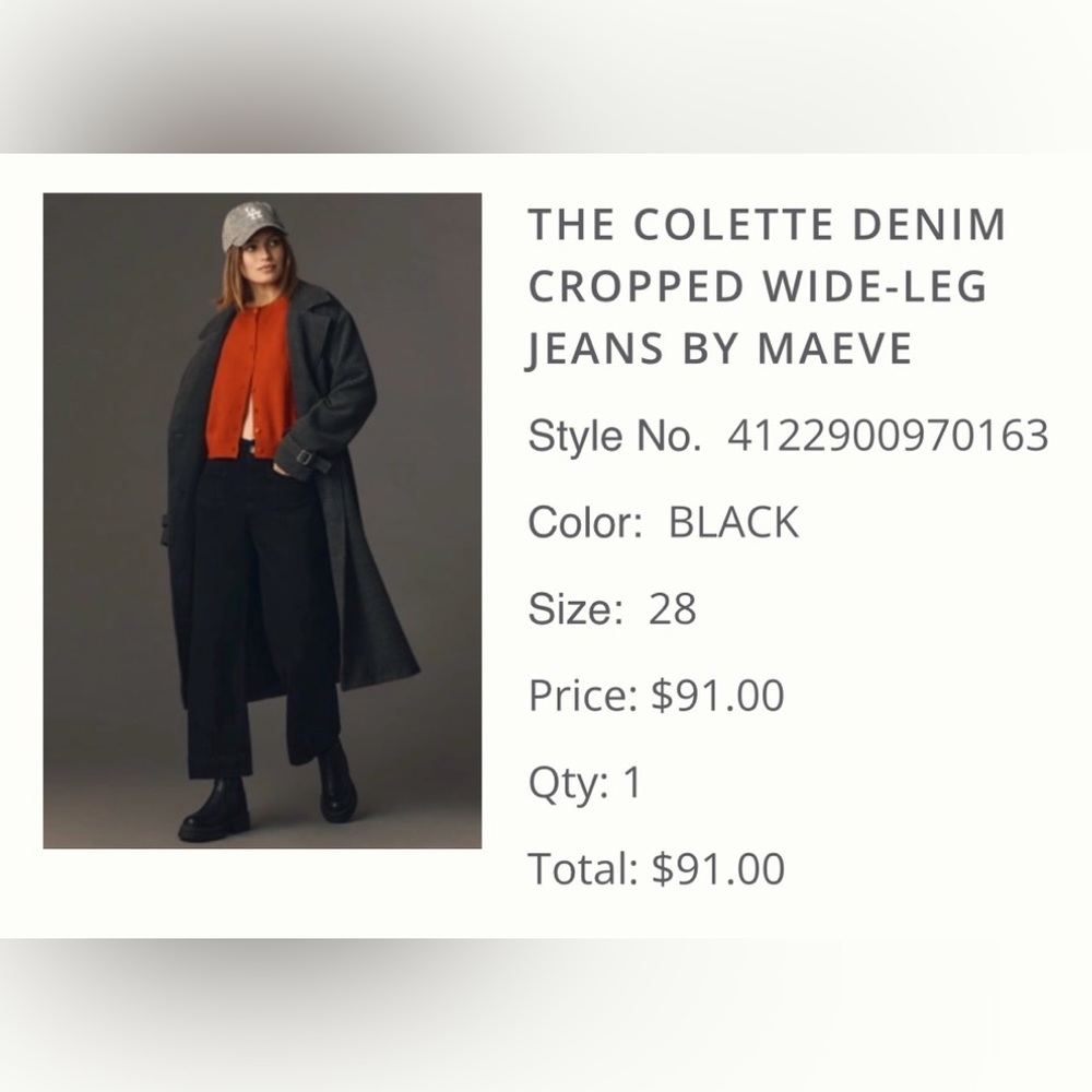 Maeve Colette Wide Leg Black Jeans